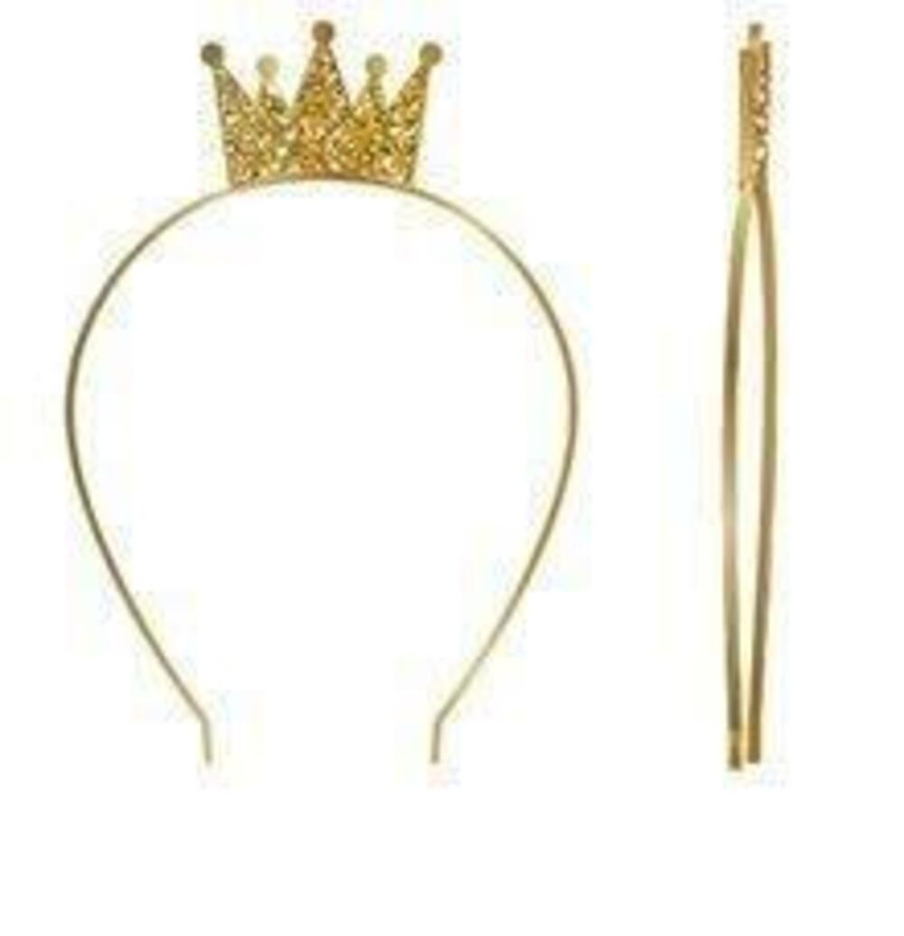 1366 Tiara Gold Metal Birthday Party Crown Headband One-Size Fits Most